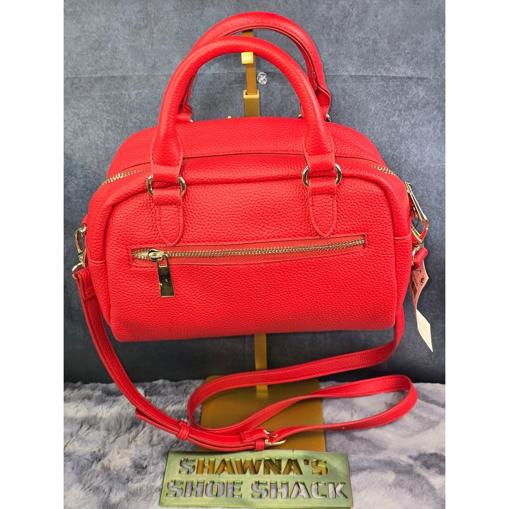 NWT ON 34TH Broocke Satchel Red Pebbled Faux Leather Handbag Women